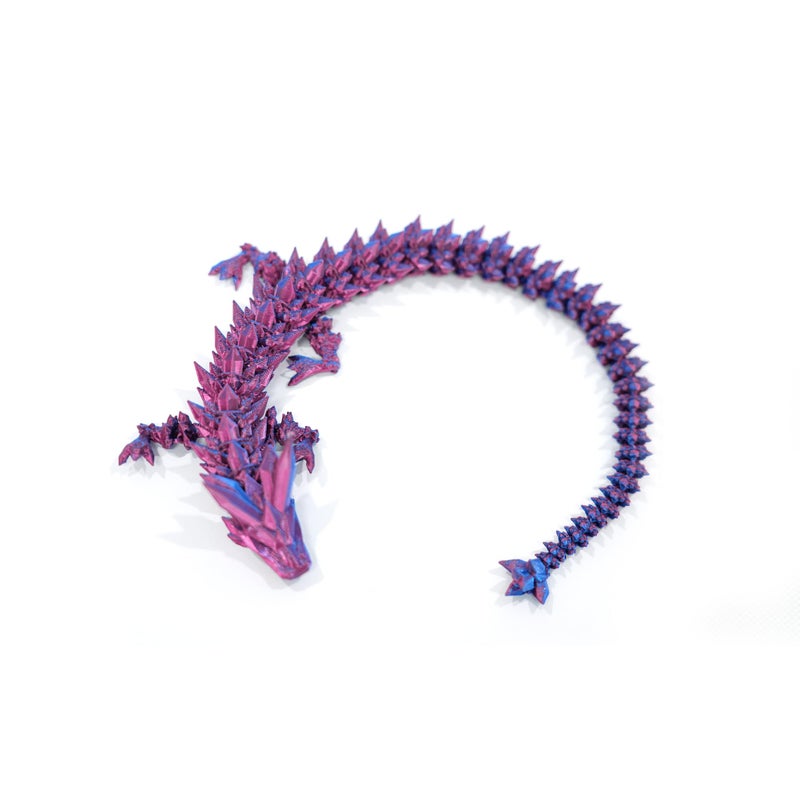 Flavery 3D Printed Dragon Egg- Red Blue - Surprise Easter Egg with Flexible Crystal Dragon Inside, Easter Basket Stuffers, 3D Printed Gift Toy, Desk Executive Pet, Figurine Decor(12â€ Dragon) - Image 4