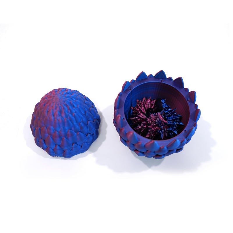 Flavery 3D Printed Dragon Egg- Red Blue - Surprise Easter Egg with Flexible Crystal Dragon Inside, Easter Basket Stuffers, 3D Printed Gift Toy, Desk Executive Pet, Figurine Decor(12â€ Dragon) - Image 3