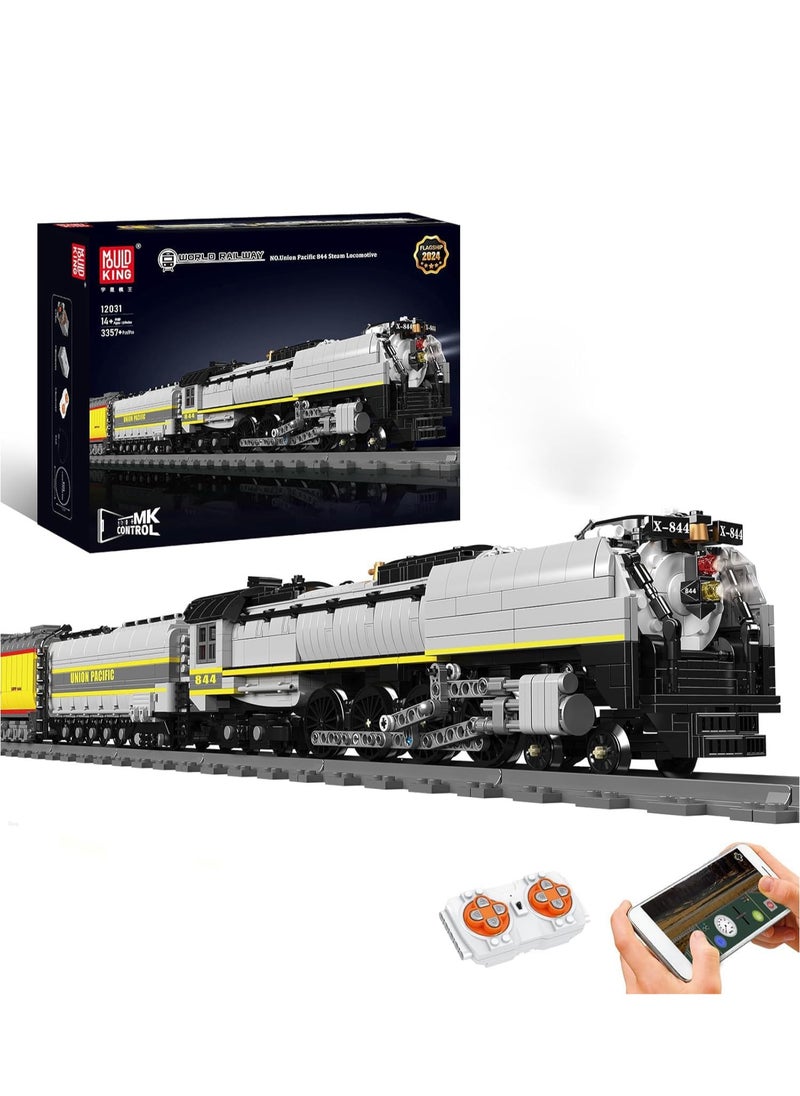 mould king Train Toy ,Steam Locomotive Building Sets, Building Train for Kids who Love  Model Train,Car track toys，building blocks for kids,Children's toys、 girls and adultsBirthday、 Children's Day、 New Year gifts 3357+mould king 12031  - Image 1