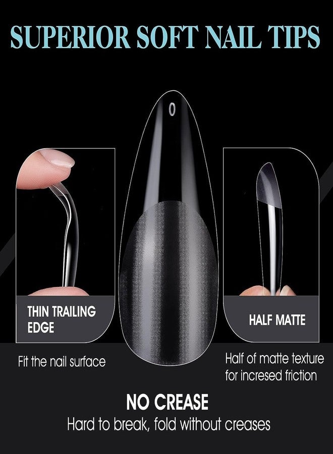 NAILWIND Gel Kit, Soft Tips, False Nails for Art Polish Soak Off Lamp Easy Extensions Acrylic Fake Press on Tips (05 - Long Stiletto, 500 - PCS) - Image 4