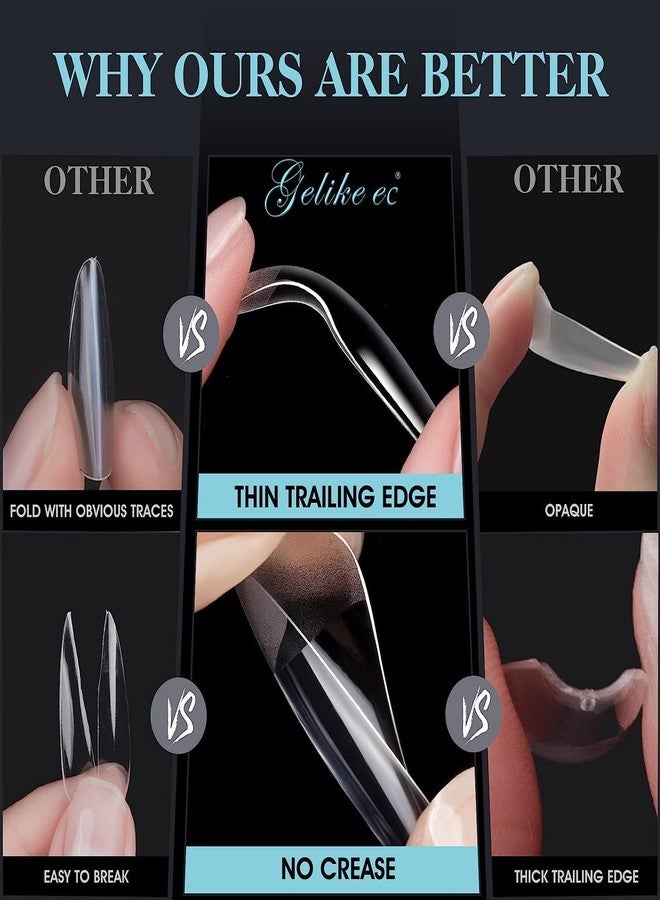 NAILWIND Gel Kit, Soft Tips, False Nails for Art Polish Soak Off Lamp Easy Extensions Acrylic Fake Press on Tips (05 - Long Stiletto, 500 - PCS) - Image 5