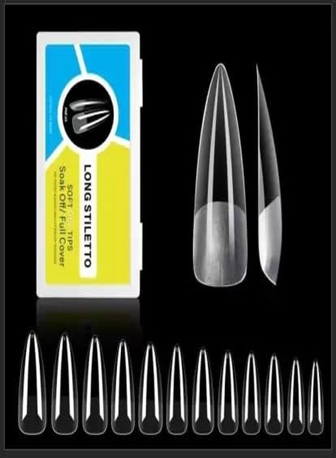 NAILWIND Gel Kit, Soft Tips, False Nails for Art Polish Soak Off Lamp Easy Extensions Acrylic Fake Press on Tips (05 - Long Stiletto, 500 - PCS) - Image 1