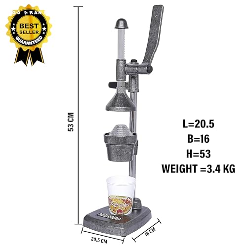 BRIGHTBERG Compact Manual Juicer – Hand Press Aluminium Juice Extractor for Fruits & Vegetables | Anti-Rust | Easy to Operate & Clean | Kitchen Essential - Image 2