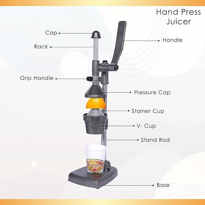 BRIGHTBERG Compact Manual Juicer – Hand Press Aluminium Juice Extractor for Fruits & Vegetables | Anti-Rust | Easy to Operate & Clean | Kitchen Essential - Image 3