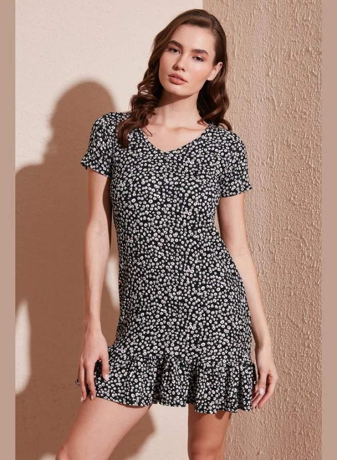 Lela Lela Floral Ruffle Detail Mini Dress Women's Dress 5865617