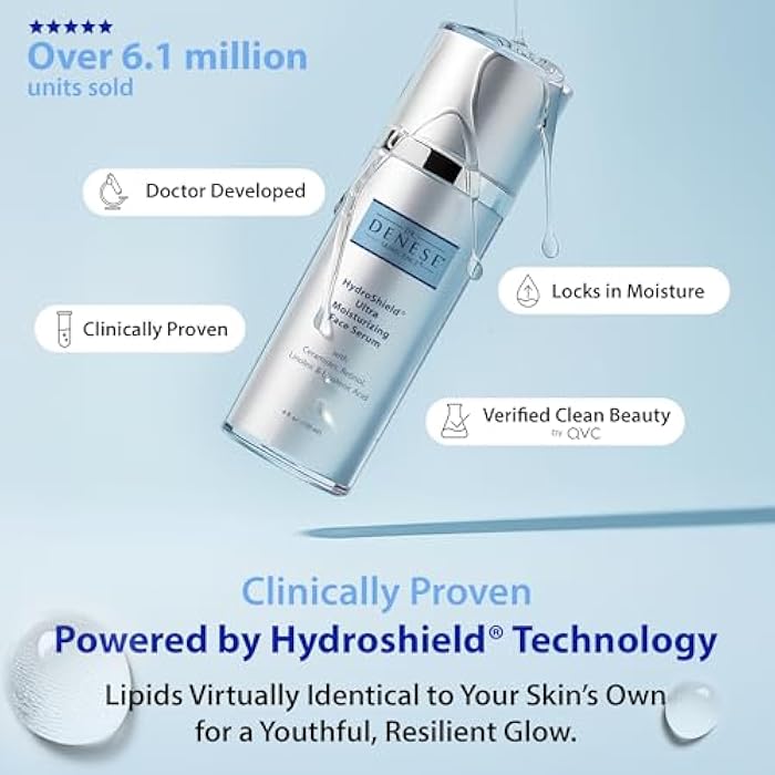Dr. Denese SkinScience HydroShield Ultra Moisturizing Face Serum 4 oz – Retinol & Ceramide Formula for Deep Moisture, Smooth Radiant Skin, Fine Line Care – Dermatologist-Tested & Cruelty-Free - Image 3
