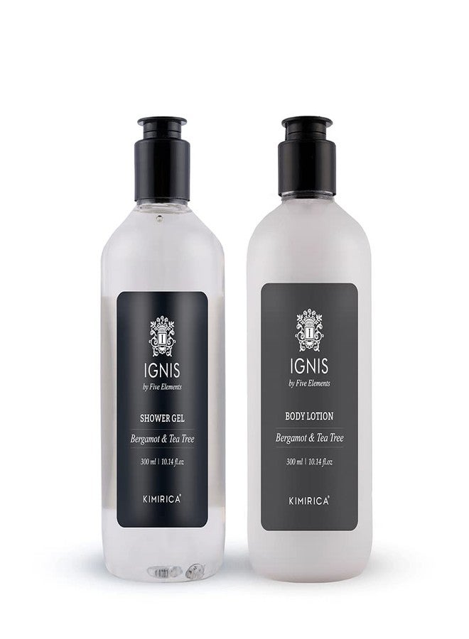 كيميريكا مجموعة كيميريكا إغنيس للعناية بالجسم للرجال، جل استحمام، لوشن للجسم، برائحة البرغموت وشجرة الشاي المهدئة | 300 مل × 2 | نباتي 100% - Image 1