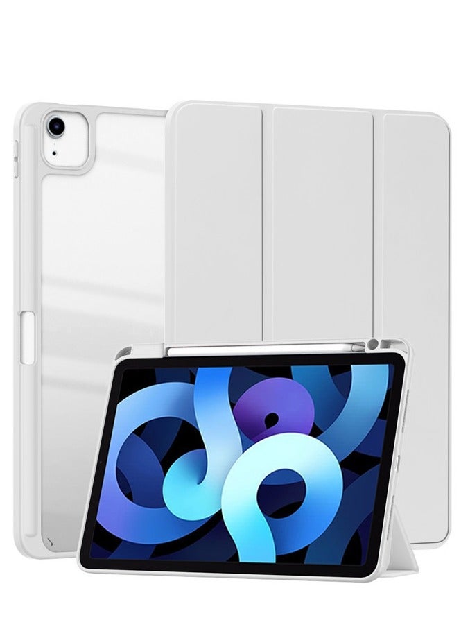 Case for iPad Air 6th 11 Inch M2 2024/ iPad Air 7th 11 Inch M3 2025/ iPad Air 5th 2022 10.9 Inch/iPad Air 4th 2020 10.9 Inch/iPad Pro 11 inch (2022/2021/2020/2018) with Pencil Holder Lens protector, Clear Transparent Back Shell Slim Stand Shockproof Tablet Cover, Auto Wake/Sleep