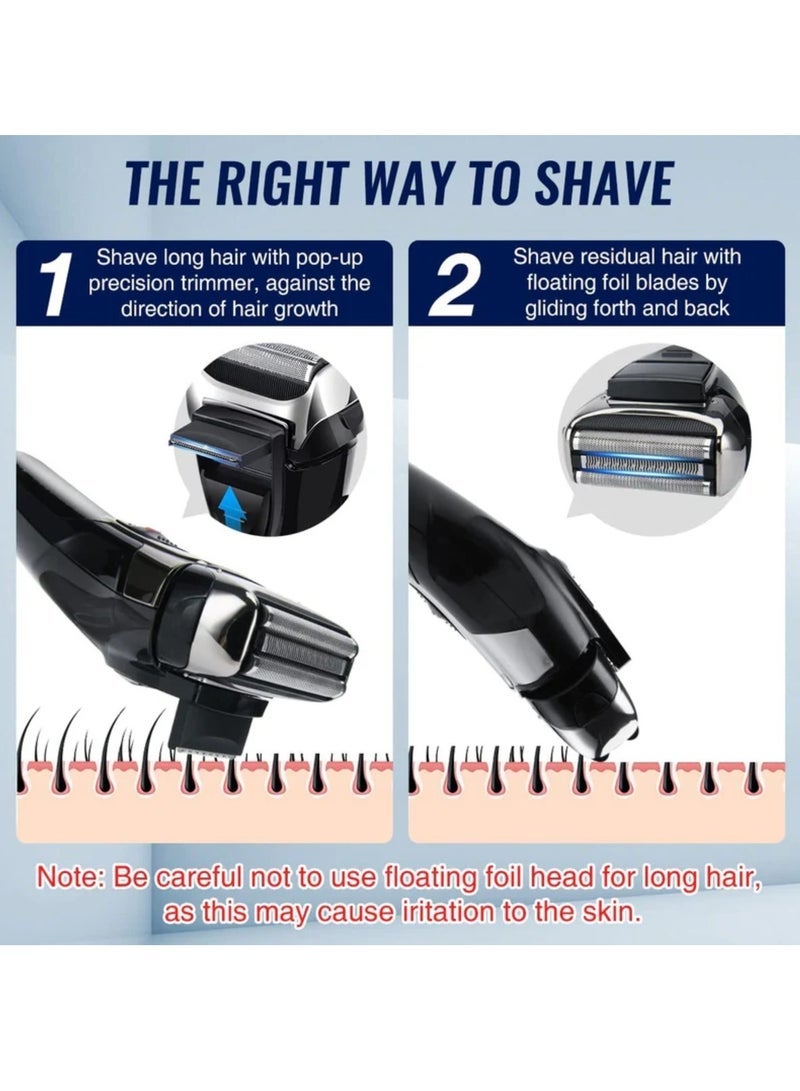 general ماكينة حلاقة كهربائية للرجال ماكينة حلاقة كهربائية للوجه ماكينة حلاقة لحية قابلة لإعادة الشحن بدون سلك مقاومة للماء شاشة LED للاستخدام الرطب والجاف - Image 4