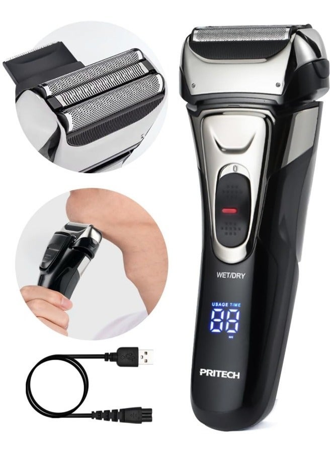 general ماكينة حلاقة كهربائية للرجال ماكينة حلاقة كهربائية للوجه ماكينة حلاقة لحية قابلة لإعادة الشحن بدون سلك مقاومة للماء شاشة LED للاستخدام الرطب والجاف - Image 1