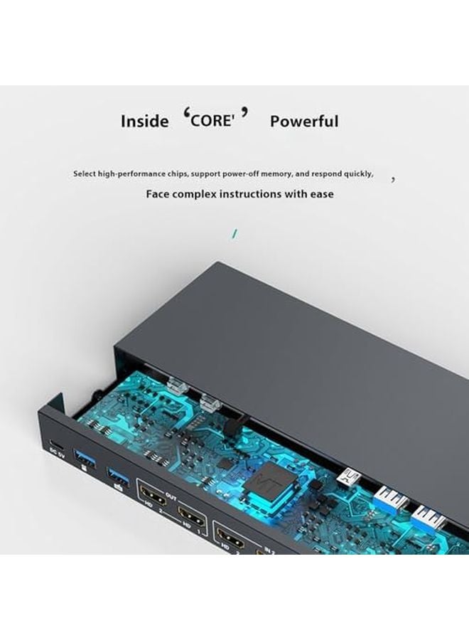 مفتاح تبديل KVM منفذ USB 3.0 مزدوج، مشاركة شاشة بدقة 4K 60Hz UHD، تحكم بمفتاح التشغيل السريع، إخراج صوت الكمبيوتر - Image 5