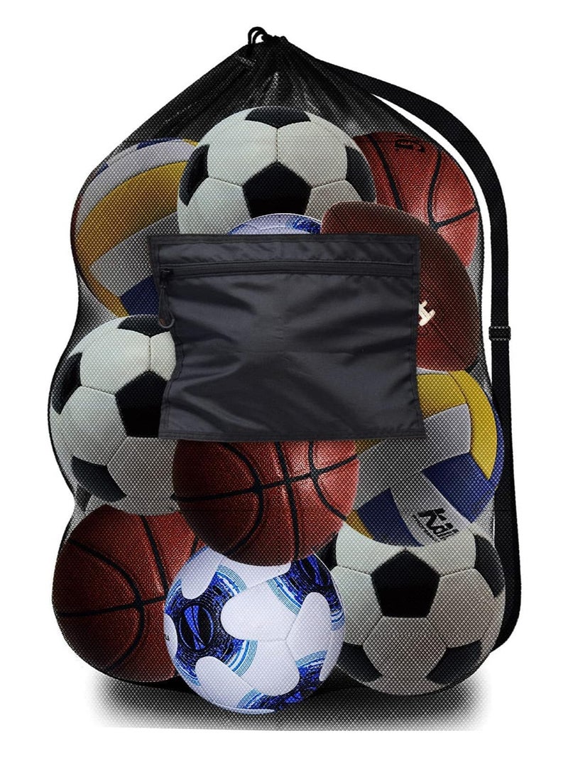 KASTWAVE Mesh Ball Bags, Heavy Duty Sports Ball Bag with Adjustable Strap, Drawstring Extra Large Soccer Ball Bag Work for Coach, Basketball,Football, Volleyball,BaseBall and Swimming Gears - Image 1