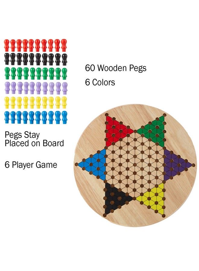 هاي! بلاي! مجموعة لعبة الداما الصينية مع لوح خشبي مقاس 11 بوصة ولعبة أوتاد تقليدية للبالغين والبنين والبنات من قبل مهلا! لعب! - Image 4