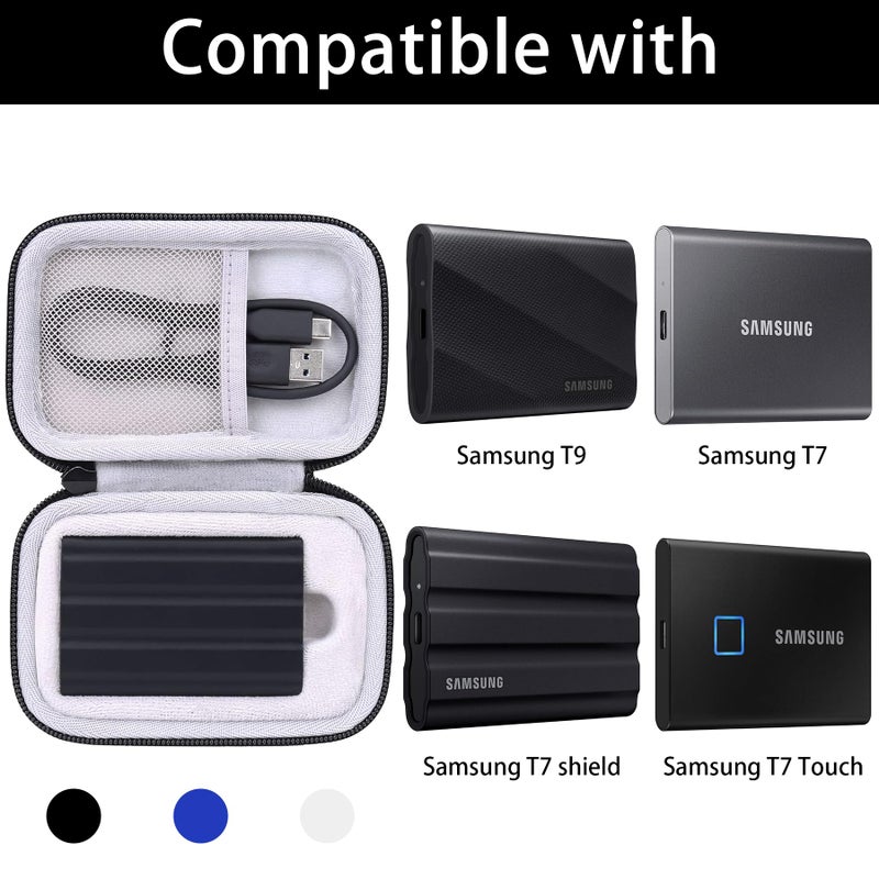 Khanka حافظة سفر صلبة بديلة لخدمة سامسونج T9 / T7 / T7 شيلد للقرص الصلب الخارجي SSD - USB 3.2-1TB 2TB، حافظة فقط (أسود) - Image 2