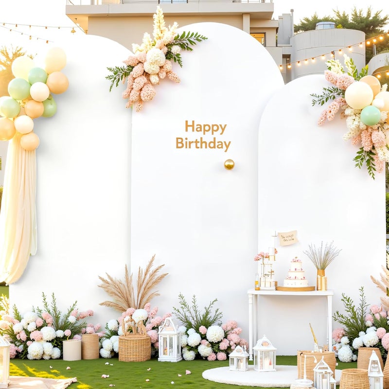 Suppromo White Arch Covers 3 Set - 6.6FT, 7.2FT, 8FT White Arch Backdrop Cover Spandex Wedding Arch Stand Covers for Bridal Shower Wedding Baby Shower Birthday Party Banquet Photo Background Decorations - Image 1