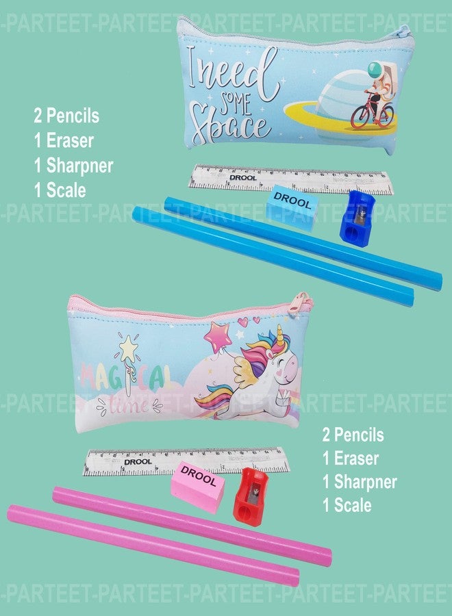 PARTEET Silicone Birthday Party Return Gift - 12Pc Cartoon Printed Multipurpose Pouches with Stationery for Kids (Assorted Design), Multicolor - Image 2