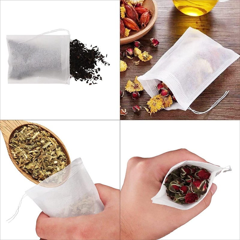 Feora9X FEORA 100pcs Transparent White Disposable Tea Filter Bags Empty, Tea Bags 100 Pieces Empty Filter Tea Bags Cups for Loose Leaf Tea (5x7cm) Empty Dip Tea Bags 100 Pieces for Tea Coffee Herbal Tea - Image 2