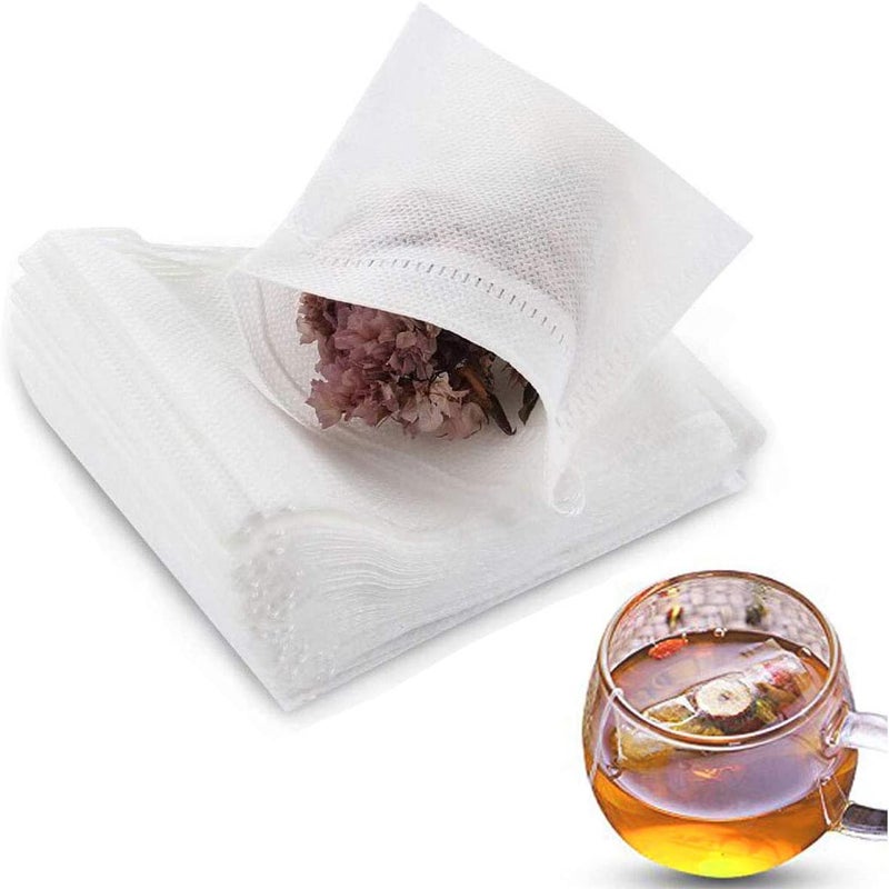 Feora9X FEORA 100pcs Transparent White Disposable Tea Filter Bags Empty, Tea Bags 100 Pieces Empty Filter Tea Bags Cups for Loose Leaf Tea (5x7cm) Empty Dip Tea Bags 100 Pieces for Tea Coffee Herbal Tea - Image 1
