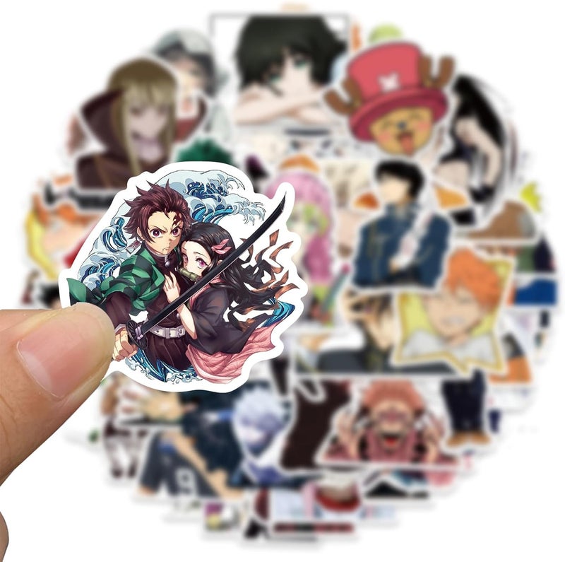 MINRAIN 100PCS Japanese Anime Mixed Funny Cartoon Waterproof Stickers for Water Bottles - Image 3