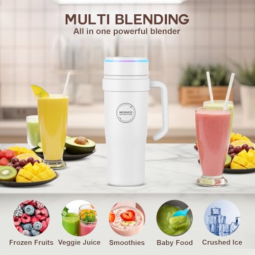 MOJOCO Portable Smoothie Blender – 30oz Personal Blender with Insulated Cup for Smoothies & Shakes – Rechargeable/Cordless, Leakproof, Food-Grade Small Juice Maker for Home, Office, Gym, Travel, RV - Image 4
