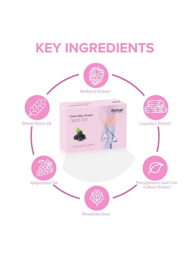 RAAGA PROFESSIONAL Stem Cells Infused Fairness 6 Step Facial Kit | Brightening Power Of Mulberry And Alp Rose Stem Cells | Reduces Dark Spots | All Skin Types (61 Gm) - Image 2