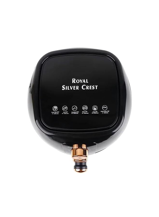 Royal Silver Crest - مقلاة رويال سيلفر كريست، 2400 واط، سعة 6 لتر، التحكم في درجة الحرارة والوقت، مقلاة هوائية ذات سعة كبيرة جدًا للقلي الصحي بدون زيت، والشواء، والتحميص، والخبز، باللون الأسود. - Image 1