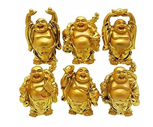 Sai Amrut S A Gifts Sai Amrut Feng Shui Laughing Budhha Idol Statue for Gift Lucky Auspicious 6 pc Kit - Image 1