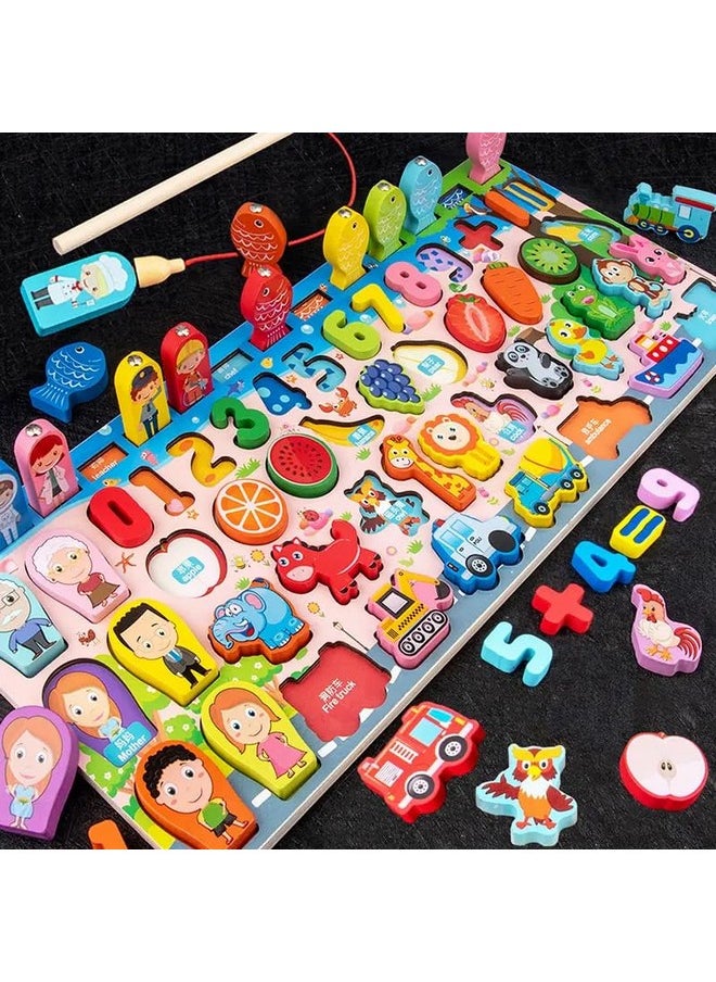 SNAPTRON SNAPTRON Montessari Magnetic Toy Fishing & Matching Game Set for Kids 6-in-1 Educational Board with Numbers, Fruit, Animals & Vehicles Hand-Eye Coordination Improvement Indoor Board Games for Toddlers  - Image 4
