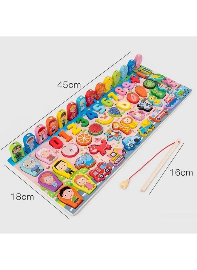 SNAPTRON SNAPTRON Montessari Magnetic Toy Fishing & Matching Game Set for Kids 6-in-1 Educational Board with Numbers, Fruit, Animals & Vehicles Hand-Eye Coordination Improvement Indoor Board Games for Toddlers  - Image 2