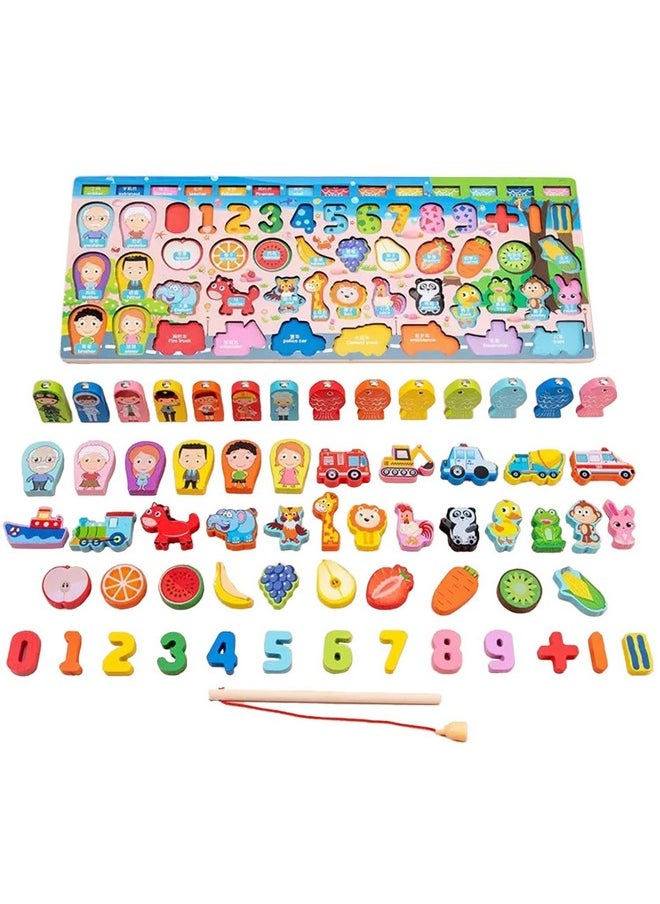 SNAPTRON SNAPTRON Montessari Magnetic Toy Fishing & Matching Game Set for Kids 6-in-1 Educational Board with Numbers, Fruit, Animals & Vehicles Hand-Eye Coordination Improvement Indoor Board Games for Toddlers  - Image 1