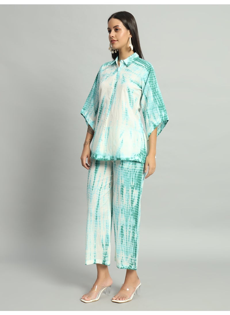 Generic Jenifry Indian Women Green Shibori Tie-Dye Co-ord Set  - Image 3