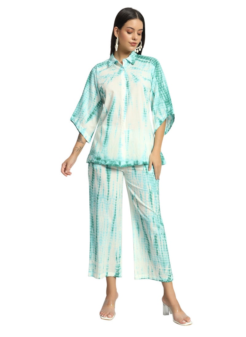 Generic Jenifry Indian Women Green Shibori Tie-Dye Co-ord Set  - Image 5
