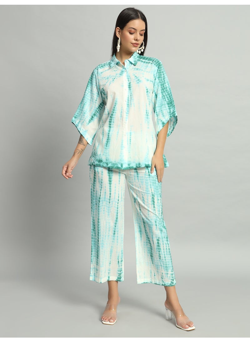 Generic Jenifry Indian Women Green Shibori Tie-Dye Co-ord Set  - Image 4