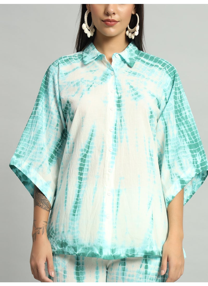 Generic Jenifry Indian Women Green Shibori Tie-Dye Co-ord Set  - Image 1