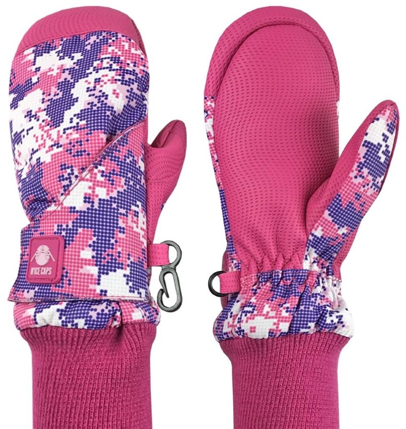 N'Ice Caps Kids Waterproof Snow Mittens Cold Weather Thinsulate Insulated (Fuchsia Dots, 4-5 Years) - Image 1
