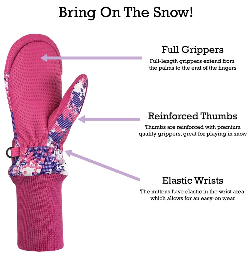 N'Ice Caps Kids Waterproof Snow Mittens Cold Weather Thinsulate Insulated (Fuchsia Dots, 4-5 Years) - Image 4