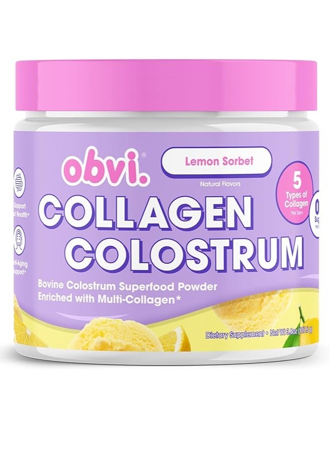 Obvi Collagen Peptide Colostrum Powder Lemon Sorbet 107.5g 30 serving - Image 1