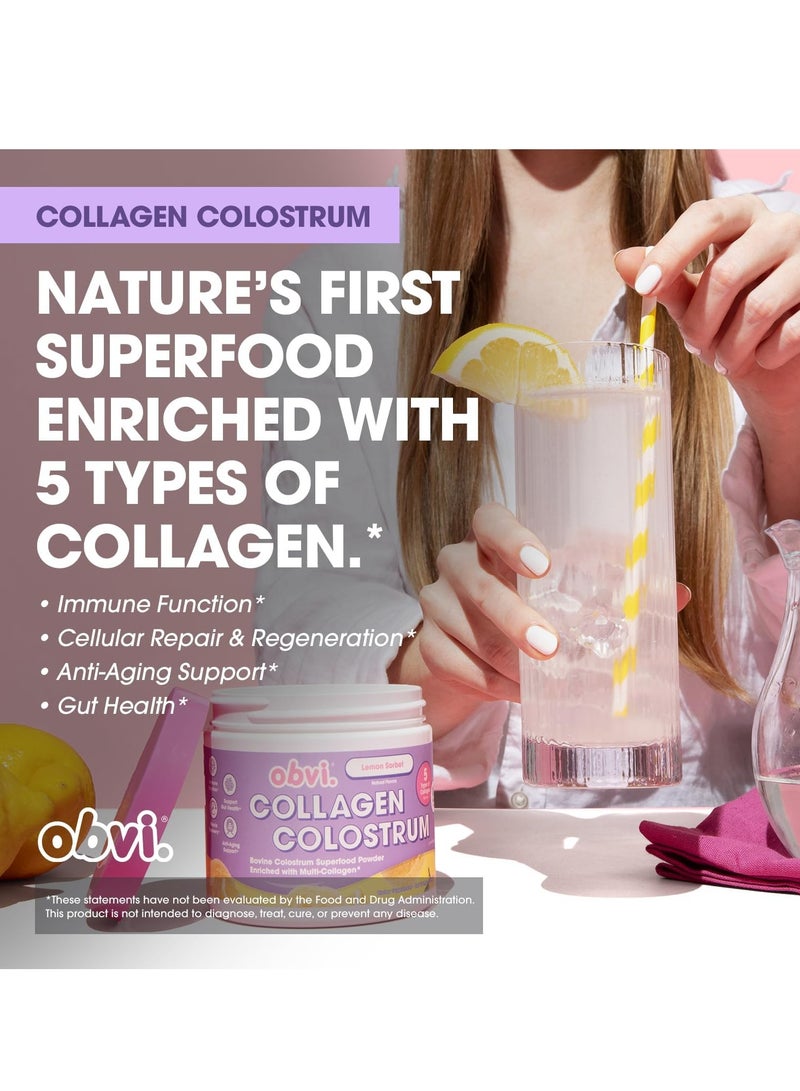 Obvi Collagen Peptide Colostrum Powder Lemon Sorbet 107.5g 30 serving - Image 4