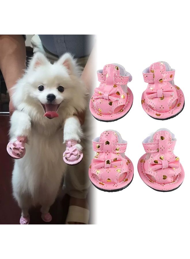 Zerodis Summer Mesh Breathable Dog Dog Sandals Breathable Prevent Dog Shoes Slip Changeable Bow Design Waterproof Summer Pet Dog Shoes with Hook and Loop Strap Dog Sandals (3#) - Image 3