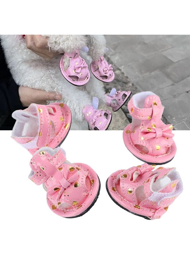 Zerodis Summer Mesh Breathable Dog Dog Sandals Breathable Prevent Dog Shoes Slip Changeable Bow Design Waterproof Summer Pet Dog Shoes with Hook and Loop Strap Dog Sandals (3#) - Image 2