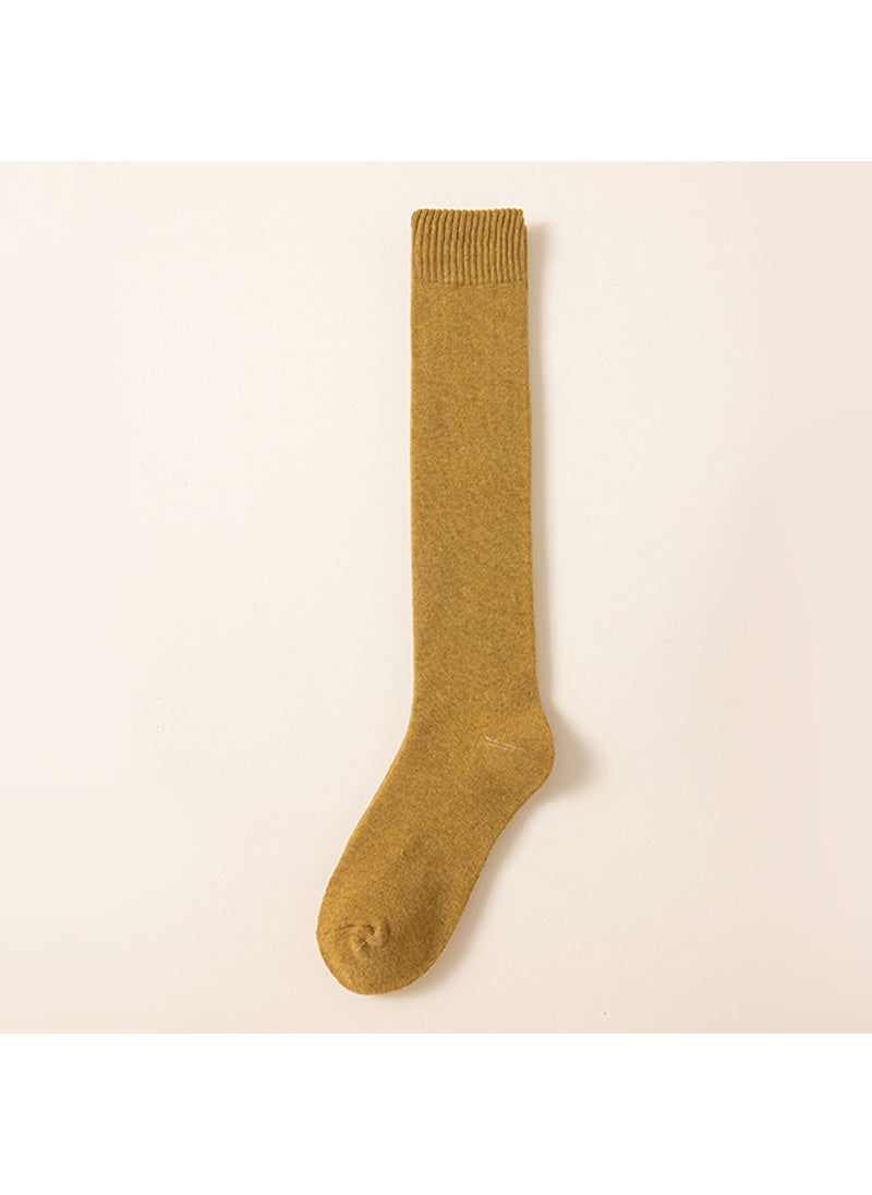 Generic ThickenedWarm Womens Mid-Calf Socks Winter Fleece Circle Comfortable High-Quality Calcetines Elegant Fashion Winter Socks Turmeric  - Image 1