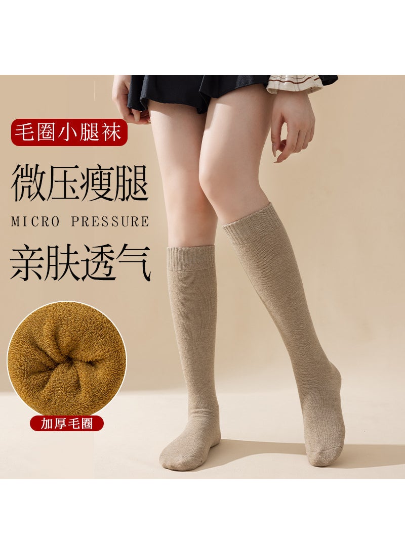 Generic ThickenedWarm Womens Mid-Calf Socks Winter Fleece Circle Comfortable High-Quality Calcetines Elegant Fashion Winter Socks Turmeric  - Image 3