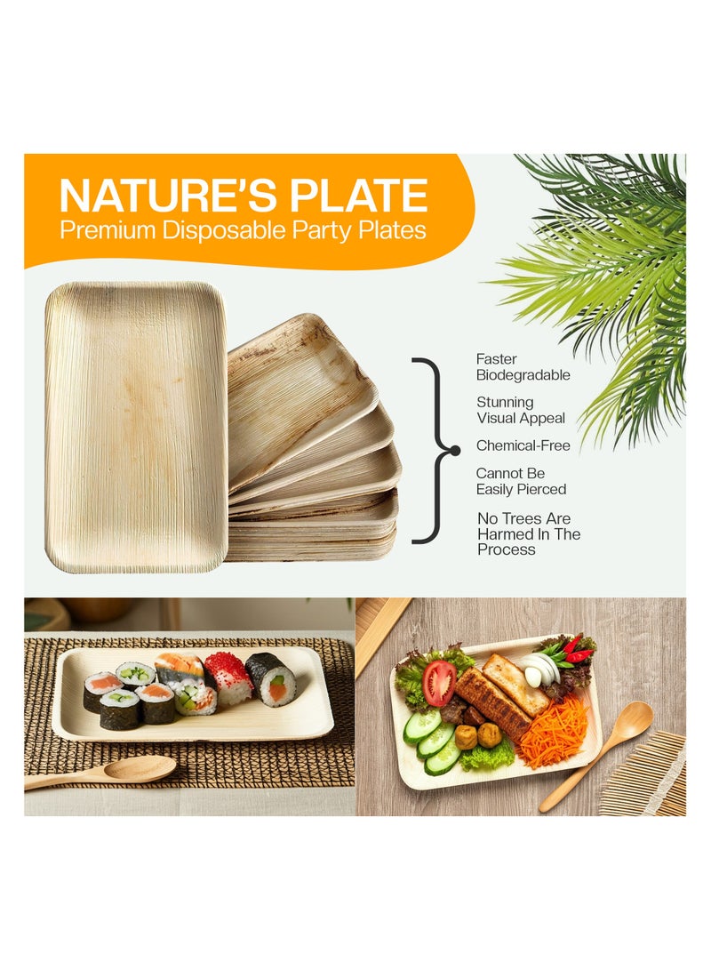 EcoEdge 6x4 Inch Rectangle Areca Palm Leaf Disposable Plates (Pack of 25) | Plant Based, Eco-Friendly, Finish, Nature inspired | Sturdy, Stylish, Disposables for Multi use | 100% Biodegradable - Image 3