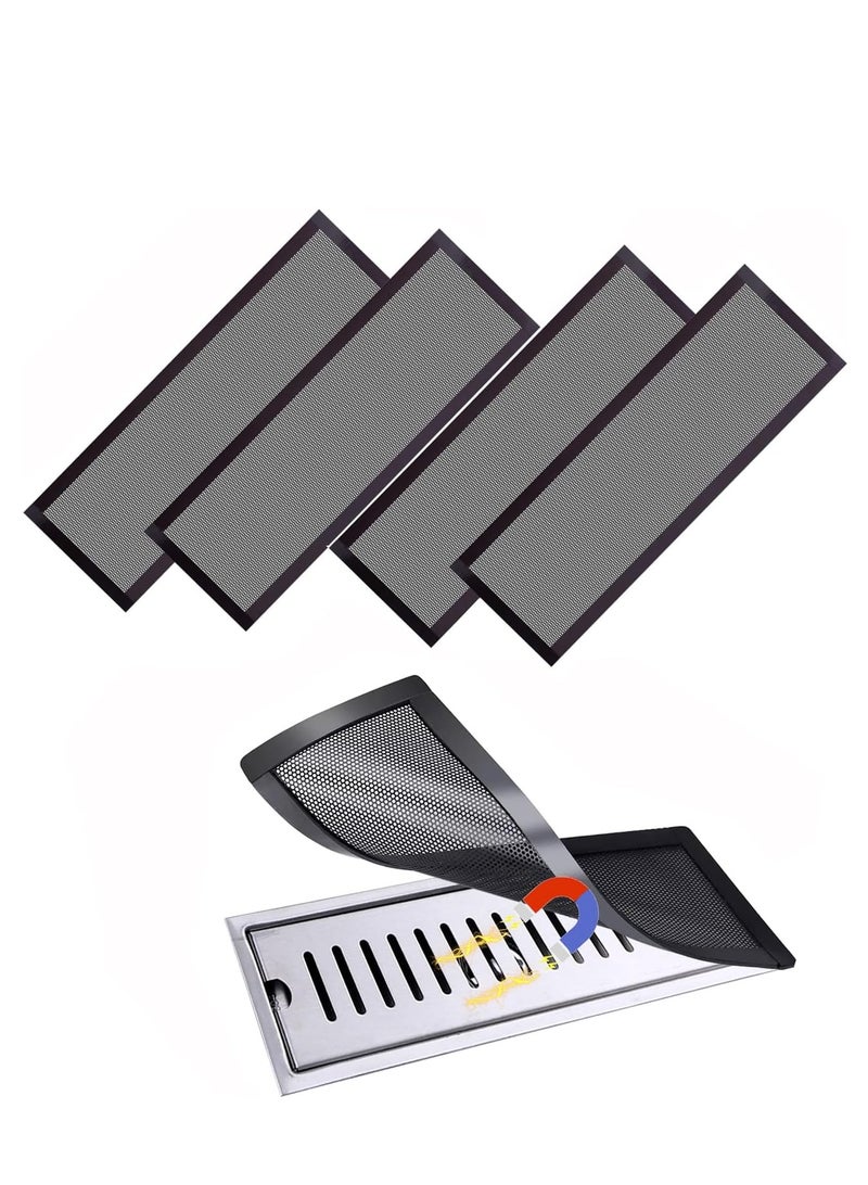 KASTWAVE 4Pack Floor Vent Covers Magnetic PVC Vent Mesh Cover, Strong Vent Covers, 4 x 10 Inch Air Vent Screen Cover, Floor Register Cover Vent Screen Trap for Wall Ceiling Floor Catch Debris Hair Filter  - Image 1
