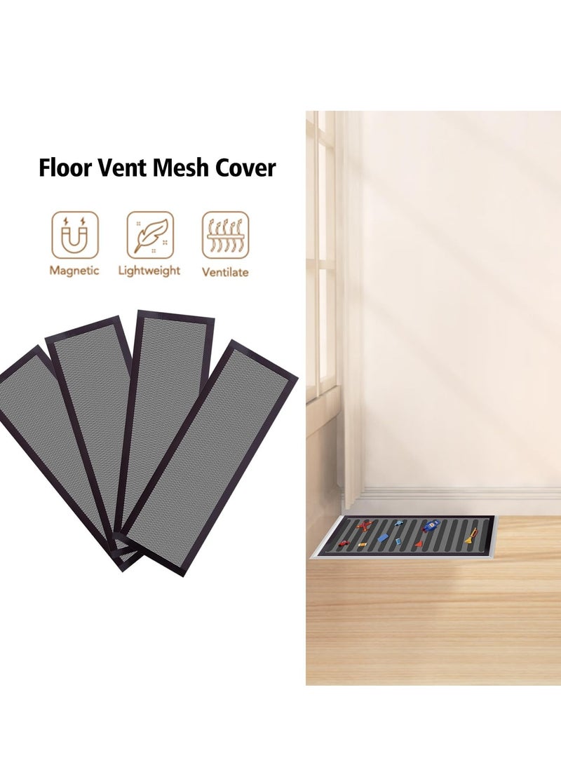 KASTWAVE 4Pack Floor Vent Covers Magnetic PVC Vent Mesh Cover, Strong Vent Covers, 4 x 10 Inch Air Vent Screen Cover, Floor Register Cover Vent Screen Trap for Wall Ceiling Floor Catch Debris Hair Filter  - Image 5