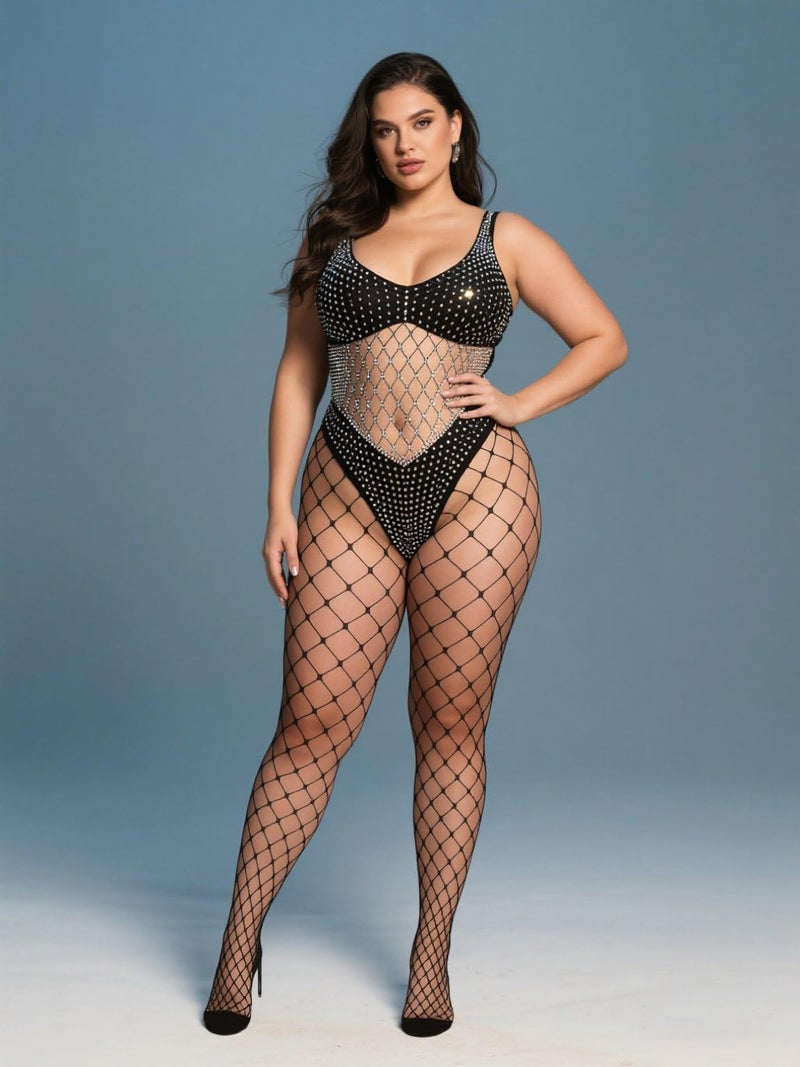 lmotpe 2 Pairs Plus Size Fishnets Black Tights Women's Stockings Pantyhose High Wais Fishnet Stockings for Women - Image 2