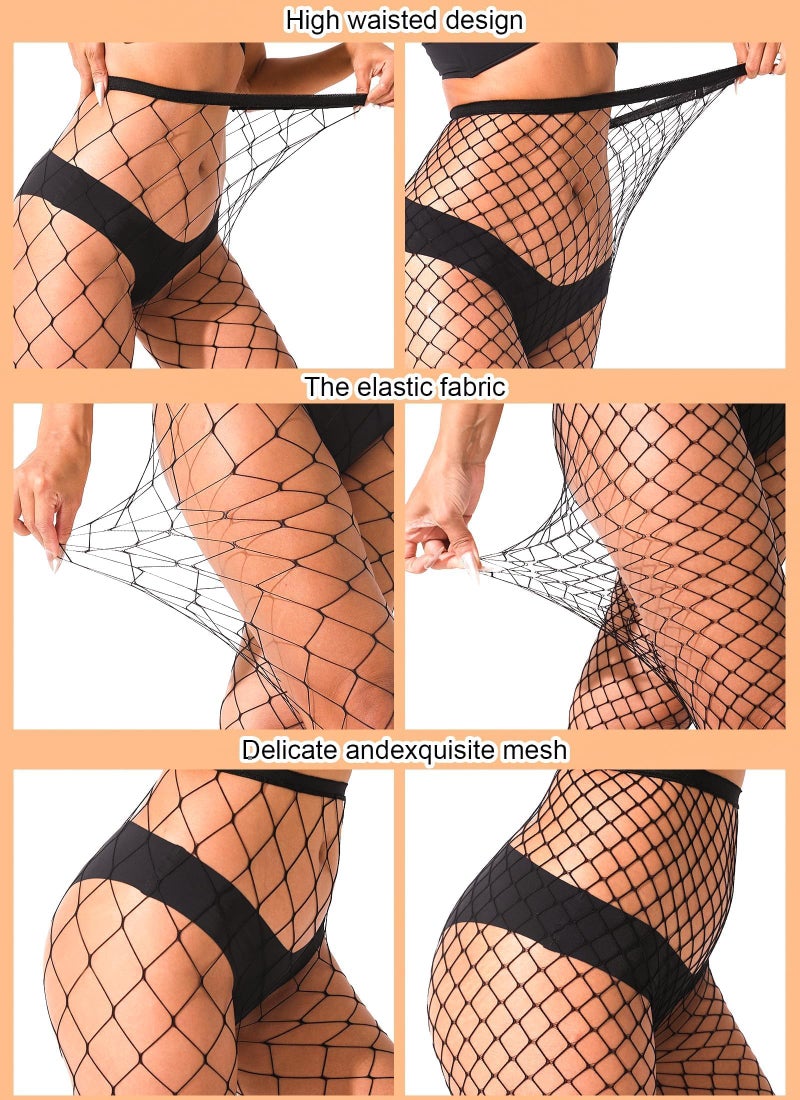 lmotpe 2 Pairs Plus Size Fishnets Black Tights Women's Stockings Pantyhose High Wais Fishnet Stockings for Women - Image 5