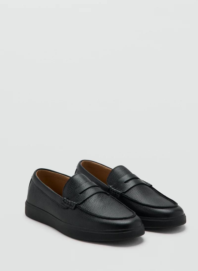 Mango Man 99-NEGRO Leather Penny Loafers for Men | Best Price UAE