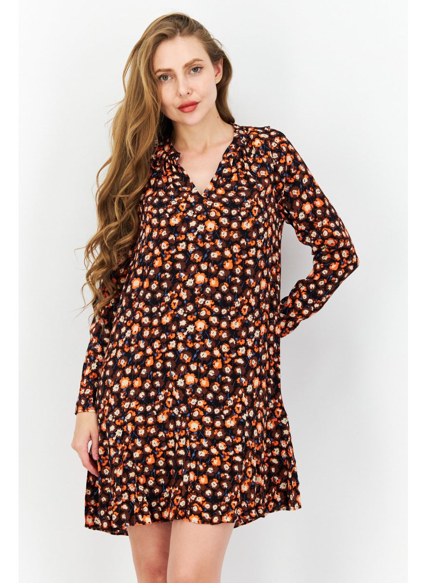 Women Allover Print Mini Dress, Brown - pzsku/Z9D9577109B0A9AF3A27CZ/45/_/1724351120/06d9d787-0e2e-4cfa-922a-85b7f54d4a48