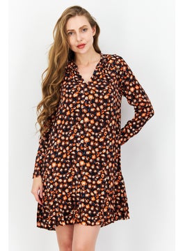 WHISTLES Women Allover Print Mini Dress, Brown  - Image 1